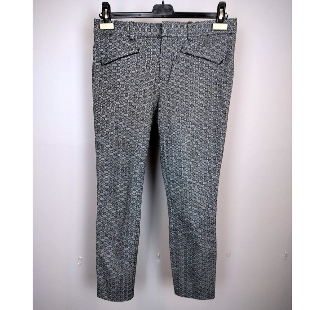 Gap Geometric Honeycomb Skinny Ankle Pants Women 6R Black White Printed Tailored